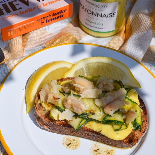 Courgette Toast with Hake & Lemon
