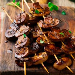 Garlic, Oregano & Balsamic Mushroom Skewers