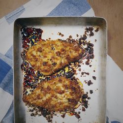 Baked Pork Steaks with a Smoked Garlic & Herb Crumb