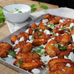 Spicy Smashed Potatoes with Feta Dip