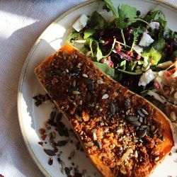 Baked Squash with a Smoked Garlic & Herb Crumb