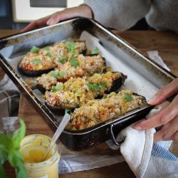 Charlie & Ivy's Stuffed Aubergines with Chilli & Lime Recipe