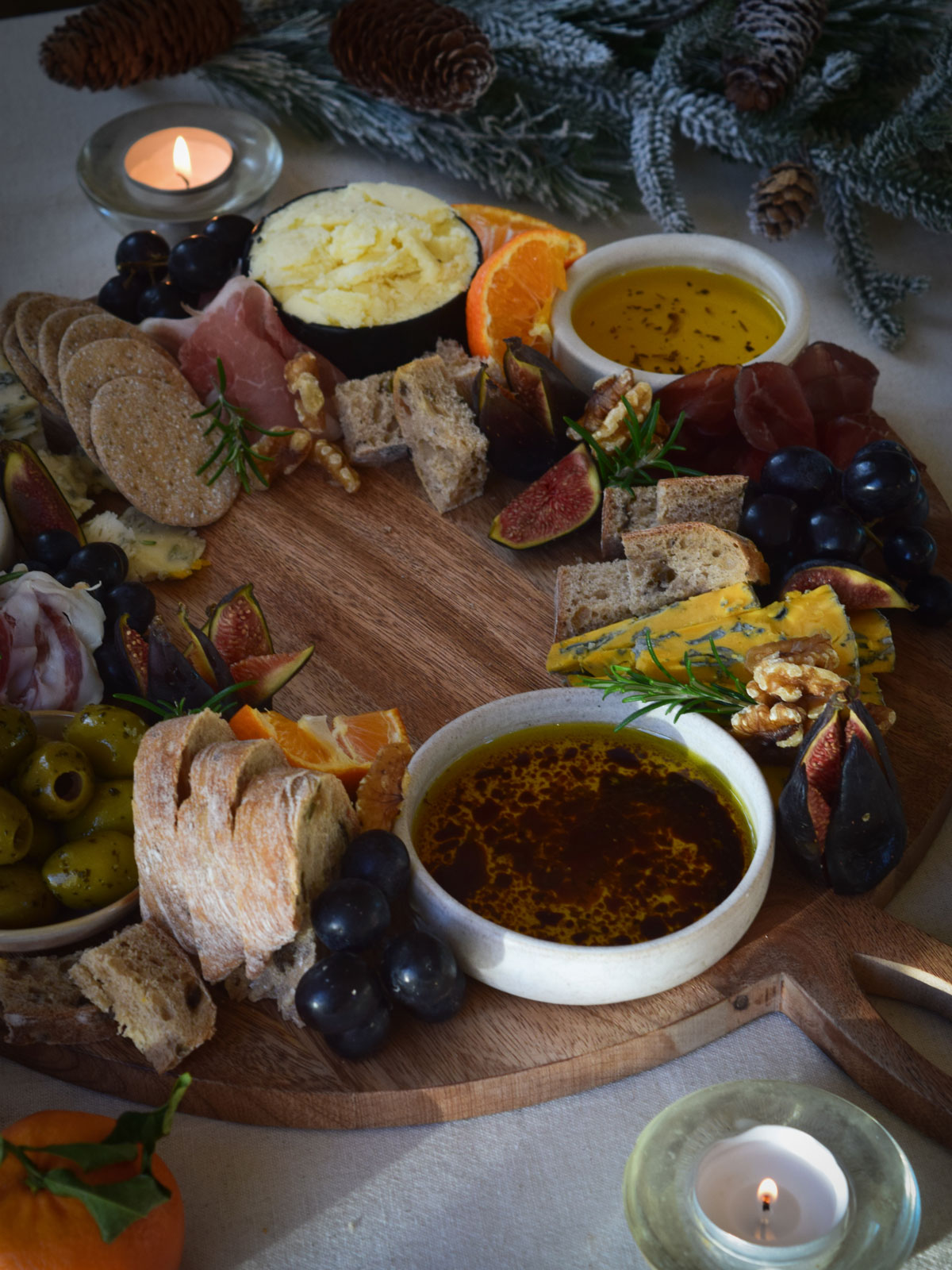 Festive themed grazing platter close up