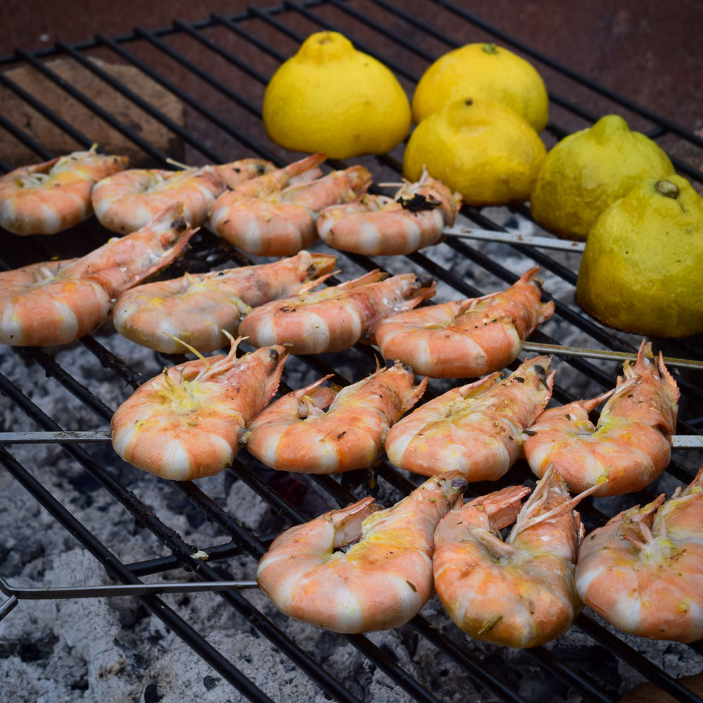 Lemony Prawn Fire Pit Skewers