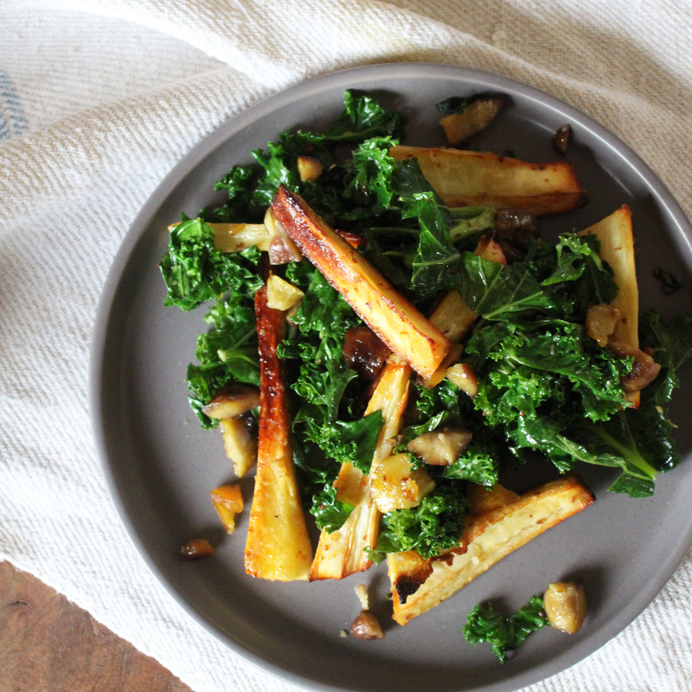 Honey & Mustard Glazed Parsnip & Chestnut Salad