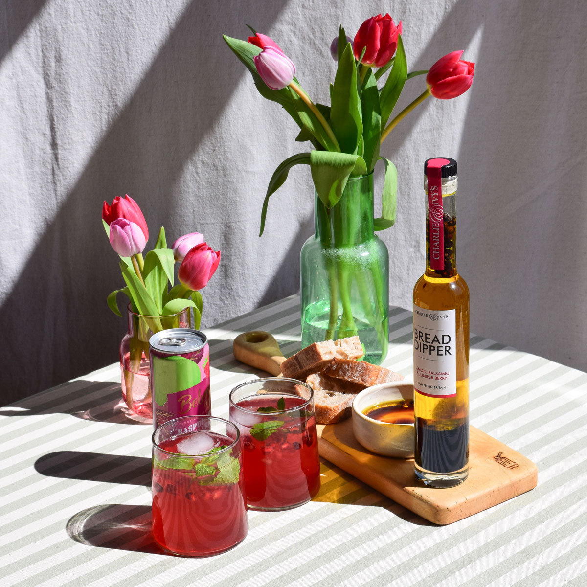 Glasses of raspberry mocktail