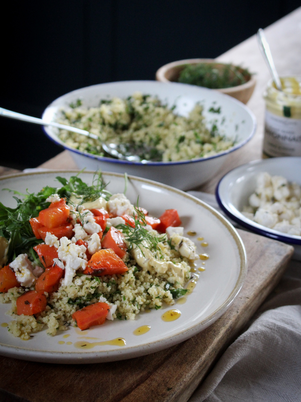 WARM LEMON AND HERB COUSCOUS WITH CARROT & FETA