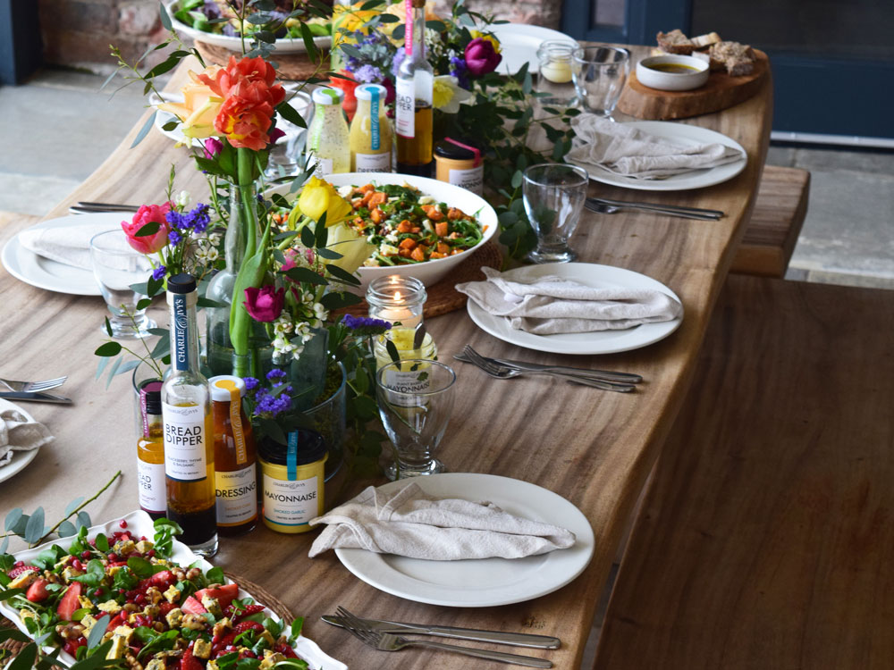 Summer table at Bogg Hall Barns