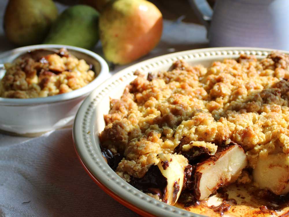 Pear and Chocolate Crumble